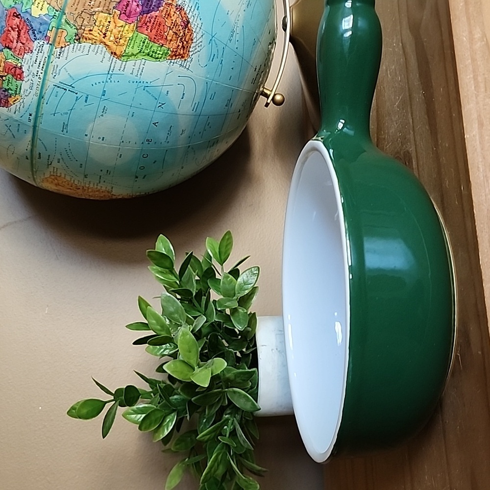 Vintage Emile Henry hunter green fondue pot caquelon